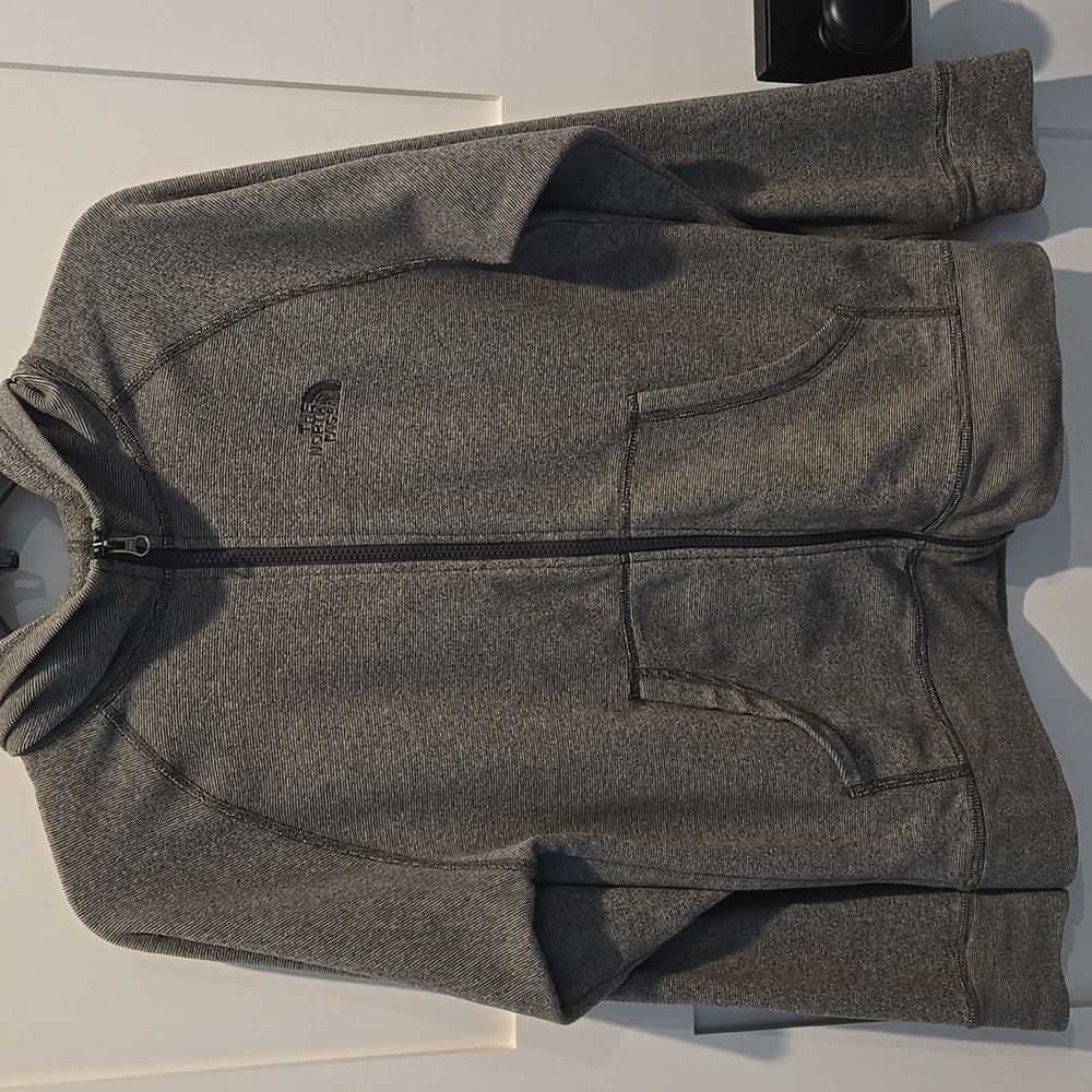 The North Face boys full zip soft fleece hoodie grey size large 14/16 Soft